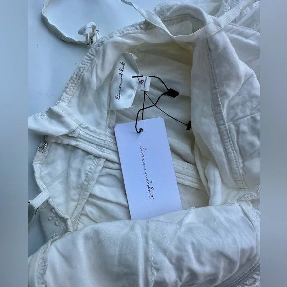 NWT Line and Dot White Pixie Eyelet Lace Maxi Dress, Straps, Cotton, XS - Picture 8 of 12